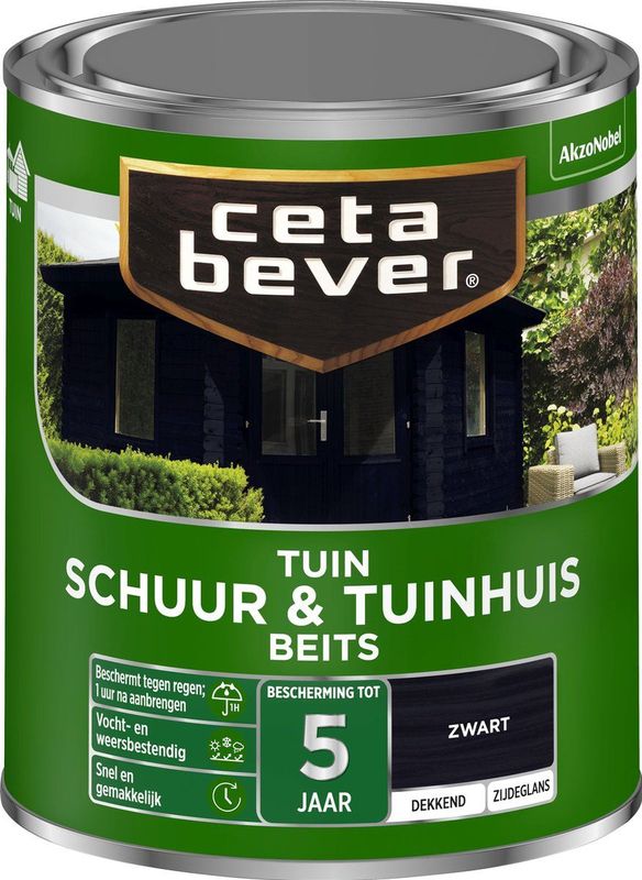 Cetabever - Tuinbeits Schuur & Tuinhuis Dekkend - Zwart - 750 ML
