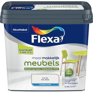 Flexa - Mooi Makkelijk Meubels Zijdeglans - Muurverf - Fris wit / RAL 9016 - 0,75 Liter