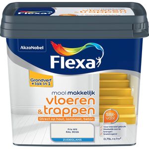 Flexa - Mooi Makkelijk Vloeren & Trappen Zijdeglans - Muurverf - Fris wit / RAL 9016 - 0,75 Liter