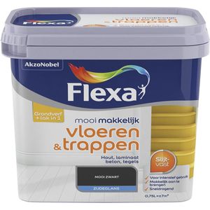Flexa Mooi Makkelijk - Lak Vloeren en Trappen - Mooi Zwart - 750 ml