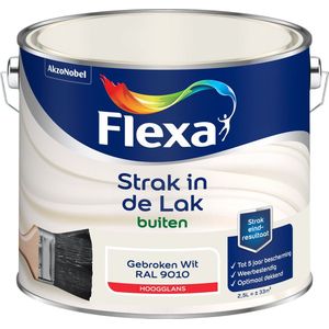 Flexa Strak in de Lak Hoogglans - Buitenverf - gebroken wit - 2,5 liter