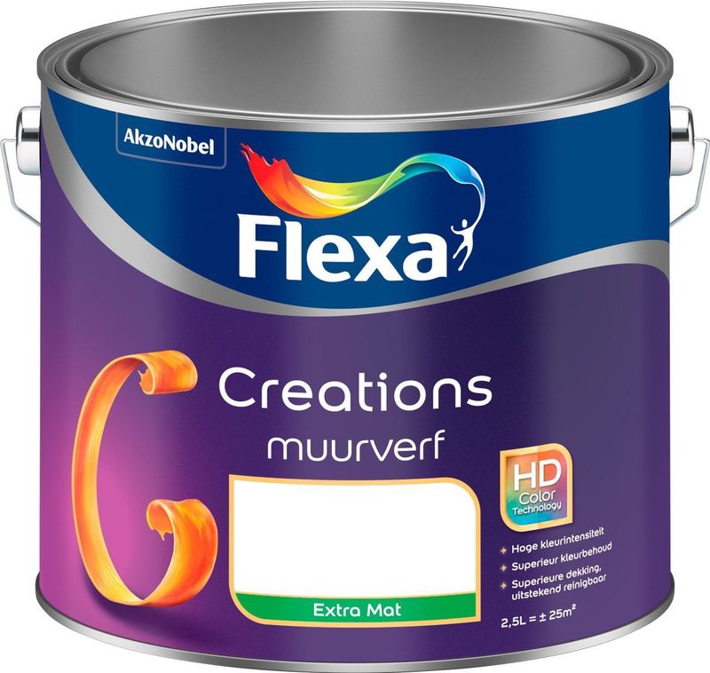 Flexa Creations Muurverf - Extra Mat - Authentic Grey - Grijs - 2,5 liter