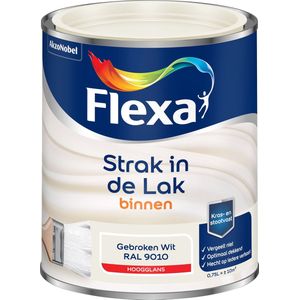 Flexa Strak in de Lak - Watergedragen - Hoogglans - gebroken wit - 0,75 liter