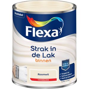 Flexa Strak in de Lak - Watergedragen - Hoogglans - roomwit - 0,75 liter