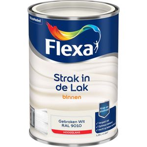 Flexa Strak in de Lak - Watergedragen - Hoogglans - gebroken wit - 1,25 liter