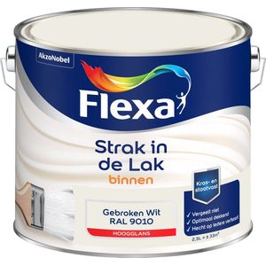 Flexa Strak In De Lak Hoogglans Gebroken Wit Ral9010 2,5l