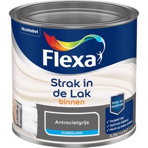 Flexa Strak in de Lak Watergedragen Lak - Zijdeglans - Antraciet - 250 ml