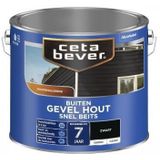 CetaBever Buiten Gevel Hout Snel Beits - Zijdemat - Zwart - 2,5 liter