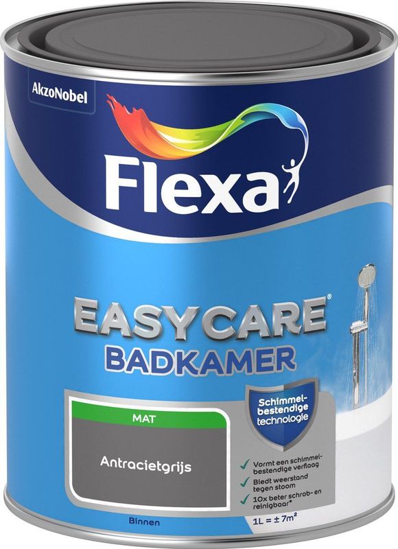 Flexa Easycare Badkamer Muurverf Antracietgrijs 1 Liter