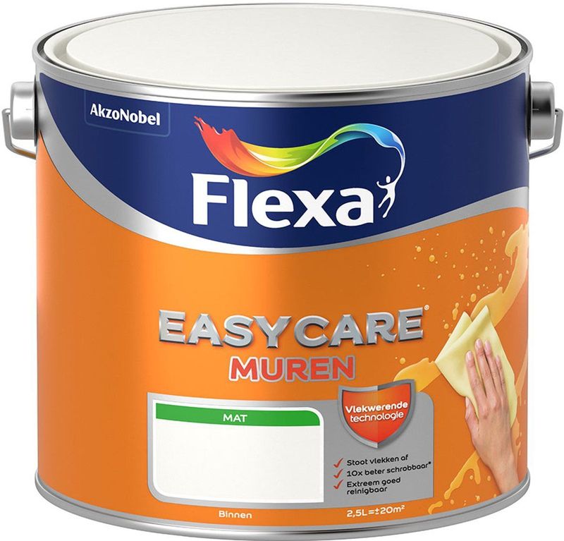 Flexa - Easycare Muurverf Mat - Muren - Wit - Vlekafstotend - Binnen