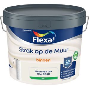 Flexa Muurverf Strak Op De Muur Mat Gebroken Wit Ral9010 10l | Muurverf
