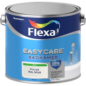 Flexa - Easycare Badkamer Muurverf - Fris wit / RAL 9016 - Mengverf - 2.5 Liter