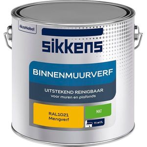 Sikkens - Binnenmuurverf - Muurverf - Mengkleur - Mat - RAL1021 - 2.5L