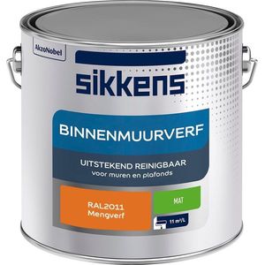 Sikkens - Binnenmuurverf - Muurverf - Mengkleur - Mat - RAL2011 - 2.5L