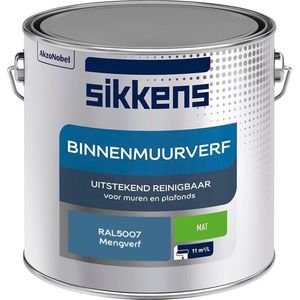 Sikkens - Binnenmuurverf - Muurverf - Mengkleur - Mat - RAL5007 - 2.5L