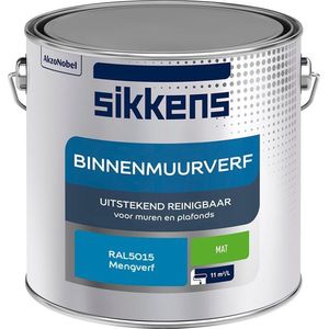Sikkens - Binnenmuurverf - Muurverf - Mengkleur - Mat - RAL5015 - 2.5L