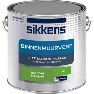 Sikkens - Binnenmuurverf - Muurverf - Mengkleur - Mat - RAL6018 - 2.5L