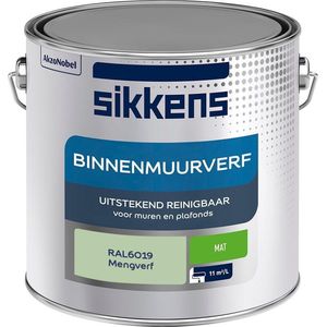 Sikkens - Binnenmuurverf - Muurverf - Mengkleur - Mat - RAL6019 - 2.5L