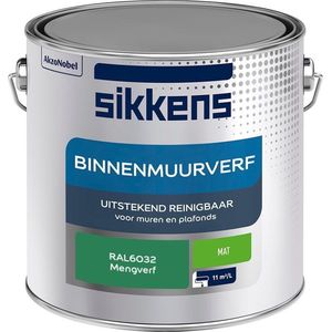 Sikkens - Binnenmuurverf - Muurverf - Mengkleur - Mat - RAL6032 - 2.5L