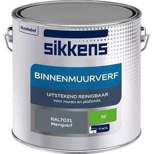 Sikkens - Binnenmuurverf - Muurverf - Mengkleur - Mat - RAL7031 - 2.5L