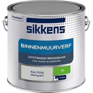 Sikkens - Binnenmuurverf - Muurverf - Mengkleur - Mat - RAL7035 - 2.5L