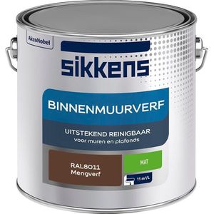 Sikkens - Binnenmuurverf - Muurverf - Mengkleur - Mat - RAL8011 - 2.5L