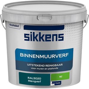 Sikkens - Binnenmuurverf - Muurverf - Mengkleur - Mat - RAL5020 - 5L