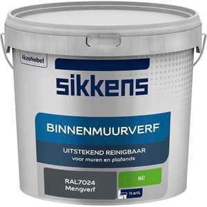 Sikkens - Binnenmuurverf - Muurverf - Mengkleur - Mat - RAL7024 - 5L
