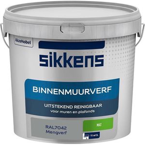Sikkens - Binnenmuurverf - Muurverf - Mengkleur - Mat - RAL7042 - 5L