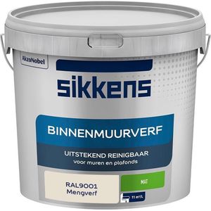 Sikkens - Binnenmuurverf - Muurverf - Mengkleur - Mat - RAL9001 - 5L
