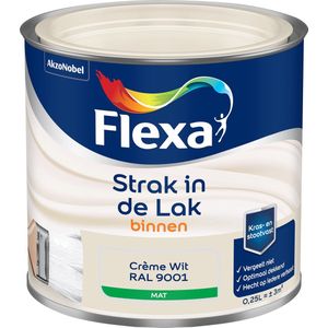 Flexa - Strak in de Lak Binnenlak Mat - Crème wit / RAL 9001 - 250 Milliliter