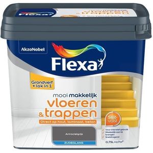 Flexa Mooi Makkelijk Vloeren & Trappen Zijdeglans Antraciet 750ml 0,75 Liter