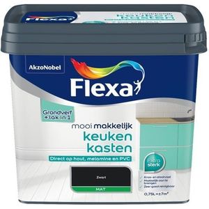 Flexa Lak Mooi Makkelijk Keukenkasten Zwart Mat 750ml | Lak