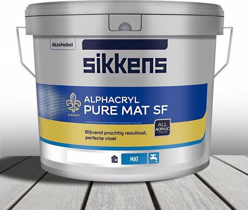 Sikkens Alphacryl Pure Mat SF Wit 10 liter wit Muurverf Dekkend Binnen Mat