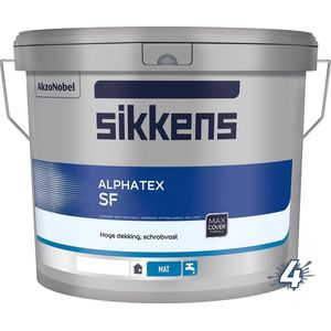 Sikkens Alphatex SF Wit - 10 liter wit- Muurverf - Dekkend - Binnen - Mat -
