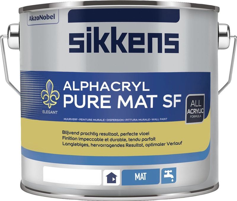 Sikkens Alphacryl Pure Mat SF Wit liter wit Muurverf Dekkend Binnen Mat