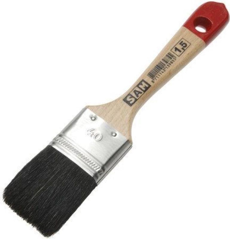 Sam - Plat Kwast - Hout - 38mm - Varkenshaar en Synthetisch Haar