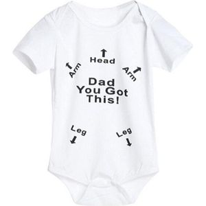 Baby rompertje wit met tekst Dad you got this. Baby tips voor vader papa pappa  0-6 maanden. Kraamcadeau jongen dochter zoon meisje