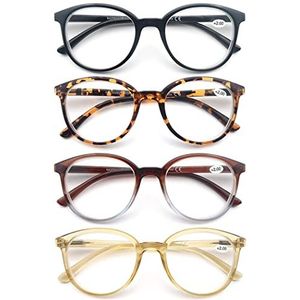 MODFANS 4 Pack Leesbril, Force 3.0, rond, goede bril van hoge kwaliteit, modieus, comfortabel, super lezen, voor vrouwen en mannen