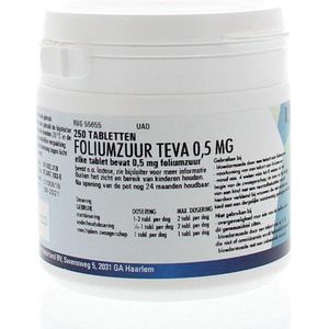 Teva Foliumzuur 0.5 250 tabletten