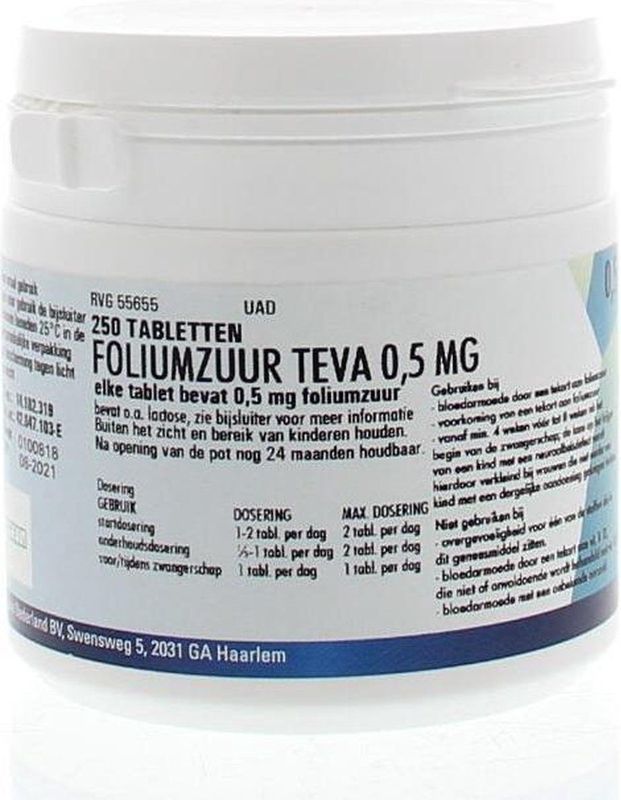 Teva Foliumzuur 0.5 250 tabletten