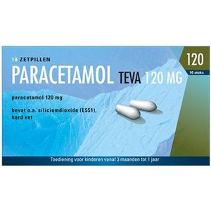 Teva - Paracetamol 120 mg - Zetpillen - 10 stuks