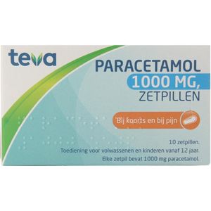 Teva - Paracetamol - Zetpillen - 1000 mg - 10 stuks