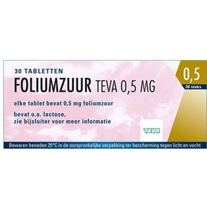 Teva Foliumzuur 0.5mg 30 tabletten