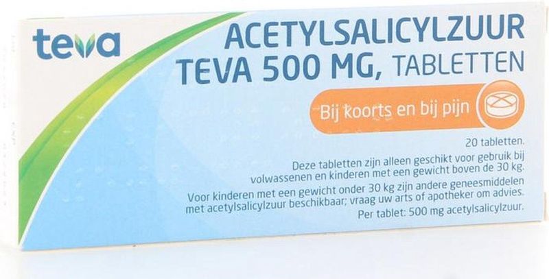 Teva Acetylsalicylzuur 500 mg 20tb