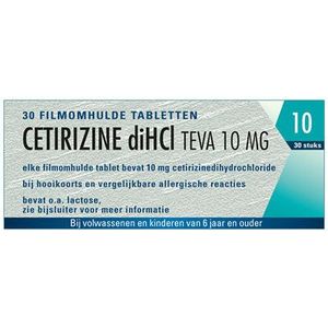 Teva - Cetirizine diHCl - Allergiemiddel - 10 mg - 7 Tabletten