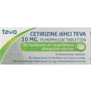 Teva Cetirizine diHCl 10 mg  30 tabletten