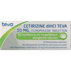 Cetirizine diHCl Teva - 10 mg - Filmomhulde Tabletten - Geneesmiddel
