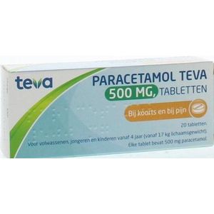 Teva - Paracetamol 500 mg - Pijnstillers - 20 Tabletten