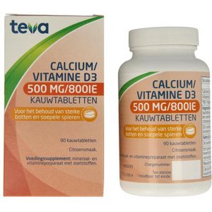 Teva Calcium Vitamine D 500mg 90 kauwtabletten